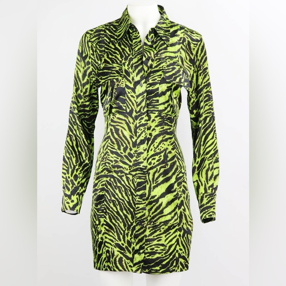 NWT Ganni Zebra Print Button Up Dress